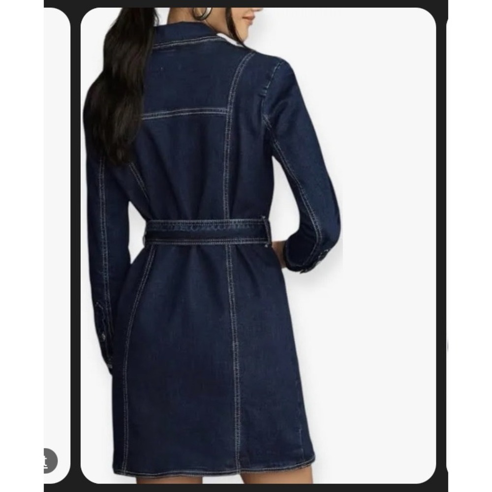 Anthropologie Pilcro Belted Denim Blazer Blue Denim Mini Dress Size Med NWOT - Picture 2 of 11